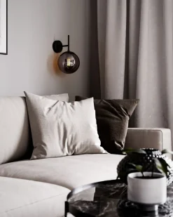 Wandleuchten|Wohnzimmerlampen*By Rydéns Wandleuchte mit Stecker E27 Metall Rauchglas Kugelschirm