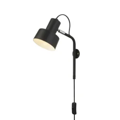 Wohnzimmerlampen|Retro Lampen*Searchlight Wandleuchte mit Stecker Schalter verstellbar Schwarz E14
