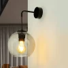 Wandleuchten|Retro Lampen*Nowodvorski Wandleuchte Rauchglas Kugelschirm E27 Pendelarm Schwarz
