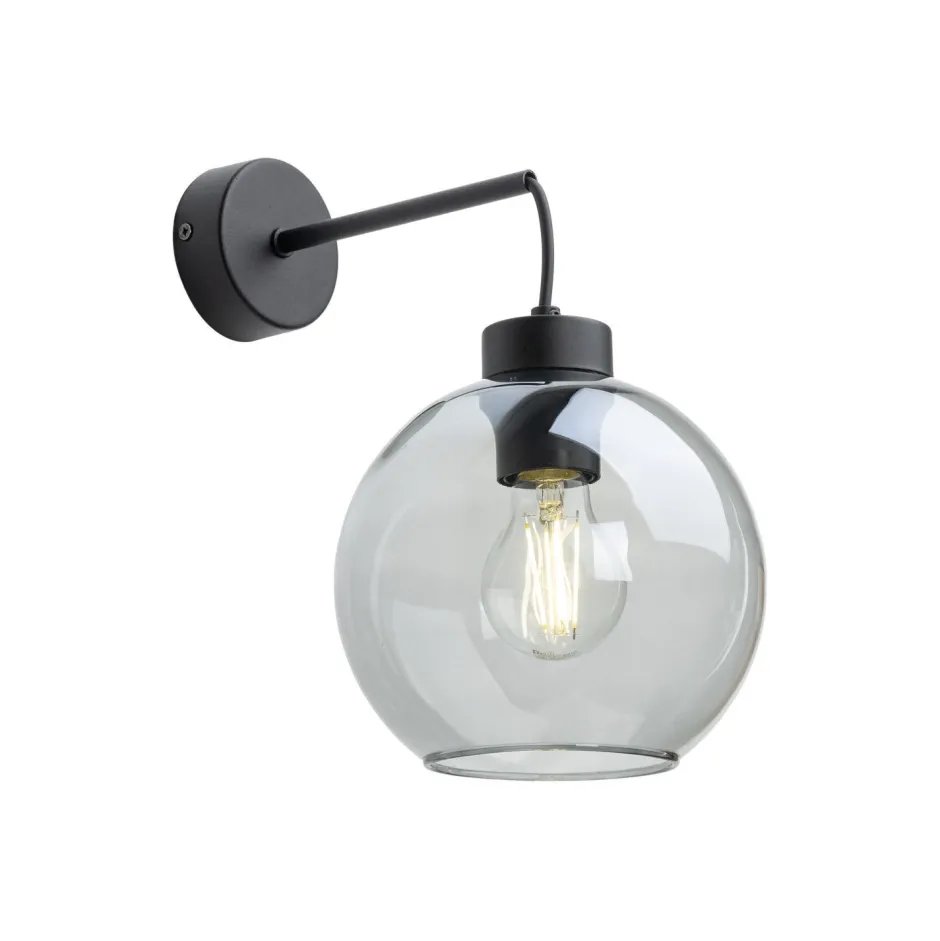 Wandleuchten|Küchenlampen*TK Lighting Wandleuchte Rauchglas Metall H: 28 cm E27 Schwarz Graphit