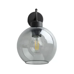 Wandleuchten|Küchenlampen*TK Lighting Wandleuchte Rauchglas Metall H: 28 cm E27 Schwarz Graphit