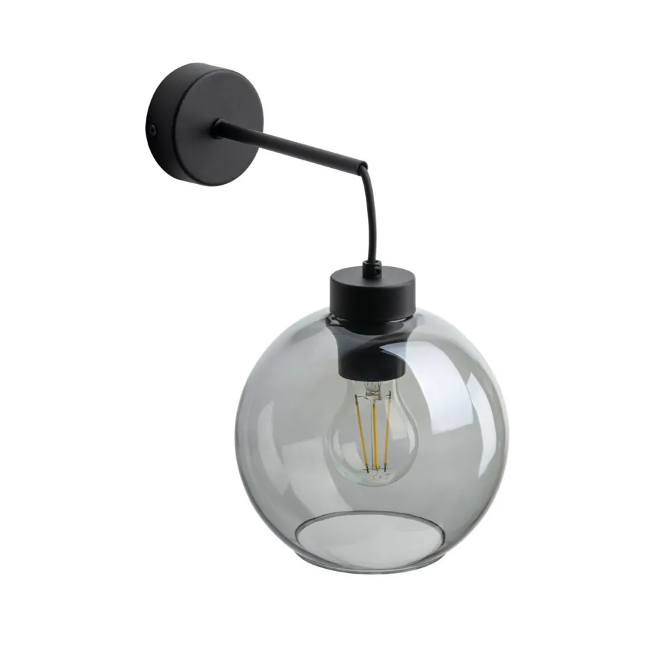 Wandleuchten|Küchenlampen*TK Lighting Wandleuchte Rauchglas Metall H: 28 cm E27 Schwarz Graphit