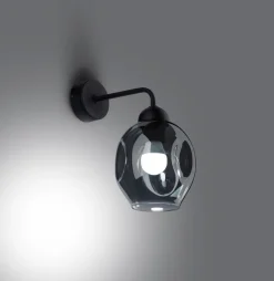 Sollux Wandleuchte Rauchglas Schwarz E27 dekorativ SEGIN< Wandleuchten|Küchenlampen