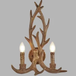 Searchlight Wandleuchte Rustikal aus Resin künstliches Geweih B: 36 cm< Wohnzimmerlampen|Metall Lampen