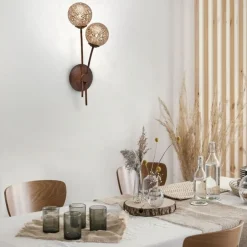 Paul Neuhaus Wandleuchte Rustikal Rostbraun Gold H:44 cm G9 2-flmg< Wohnzimmerlampen|Schlafzimmer Lampen