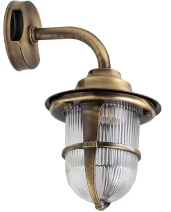 Lido Wandleuchte SANTORIN Messing Riffelglas IP64 Maritim< Außenleuchten Antik|Außenwandleuchten