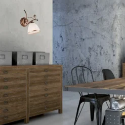 Wandleuchten|Küchenlampen*Lamkur Wandleuchte Schirm Shabby Braun antik Metall