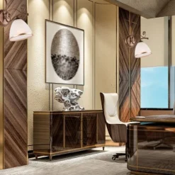 Wandleuchten|Küchenlampen*Lamkur Wandleuchte Schirm Shabby Braun antik Metall