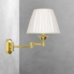 Giovanni Battista Wandleuchte Schlafzimmer Messing Stoff schwenkbar E14< Wandleuchten|Schlafzimmer Lampen