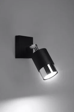 Wandleuchten|Flurlampen*Sollux Wandleuchte Schwarz Chrom klein Metall GU10 zum Lesen