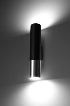 Sollux Wandleuchte Schwarz Chrom Up Down H: 29 cm Metall< Wohnzimmerlampen|Moderne Lampen