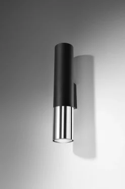 Sollux Wandleuchte Schwarz Chrom Up Down H: 29 cm Metall< Wohnzimmerlampen|Moderne Lampen
