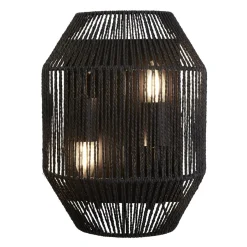 Wandleuchten|Flurlampen*Searchlight Wandleuchte Schwarz 2-flammig E27 Seil Schirm H: 30,5 cm