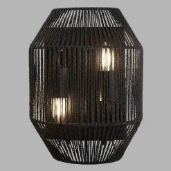 Wandleuchten|Flurlampen*Searchlight Wandleuchte Schwarz 2-flammig E27 Seil Schirm H: 30,5 cm