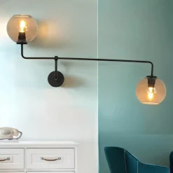 Wandleuchten|Vintage Lampen*Nowodvorski Wandleuchte Schwarz Glas Monaco