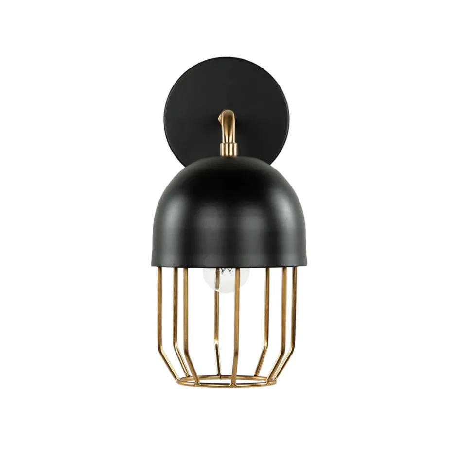 Wandleuchten|Küchenlampen*Easylight Wandleuchte Schwarz Gold E14 Metall Loft Design QUINN