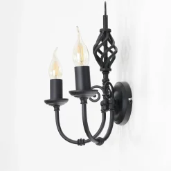 Searchlight Wandleuchte schwarz Jugendstil 2-flmg.< Wandleuchten|Jugendstil Lampen