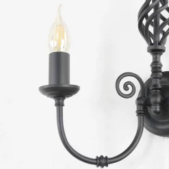 Searchlight Wandleuchte schwarz Jugendstil 2-flmg.< Wandleuchten|Jugendstil Lampen