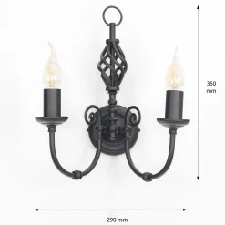 Searchlight Wandleuchte schwarz Jugendstil 2-flmg.< Wandleuchten|Jugendstil Lampen