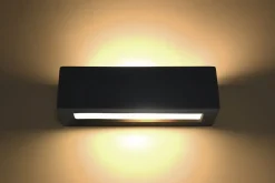 Flurlampen|Wandleuchten*Sollux Wandleuchte Schwarz Keramik Glas Up Down indirekt E27