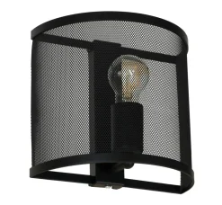 Wandleuchten|Flurlampen*Luminex Wandleuchte Schwarz Metall Mesh Schirm Modern E27