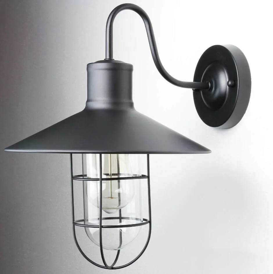 Wandleuchten|Flurlampen*Easylight Wandleuchte Schwarz Metall E27 innen Vintage