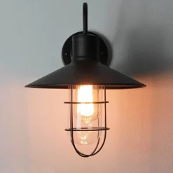 Wandleuchten|Flurlampen*Easylight Wandleuchte Schwarz Metall E27 innen Vintage