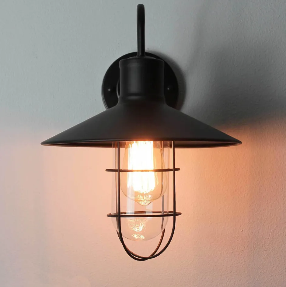 Wandleuchten|Flurlampen*Easylight Wandleuchte Schwarz Metall E27 innen Vintage