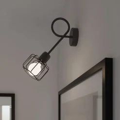 Sollux Wandleuchte Schwarz Metall Retro E14 Käfigschirm TISTA< Wandleuchten|Küchenlampen