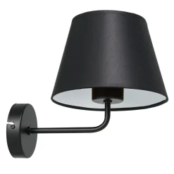 Wandleuchten|Schlafzimmer Lampen*Luminex Wandleuchte Schwarz Weiß Stoff Metall H:23 cm konisch