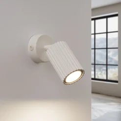 Flurlampen|Wohnzimmerlampen*Sollux Wandleuchte schwenkbar GU10 B: 8 cm klein in Creme Modern