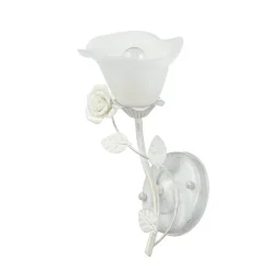 Glaslampen|Florale Lampen*Easylight Wandleuchte Shabby Blumen Creme Weiß Landhaus