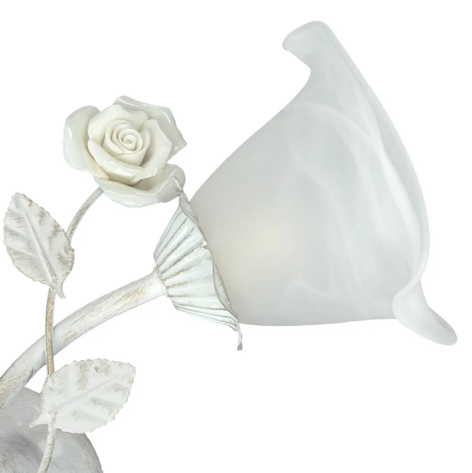 Glaslampen|Florale Lampen*Easylight Wandleuchte Shabby Blumen Creme Weiß Landhaus