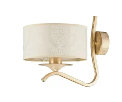Wandleuchten|Moderne Lampen*Jupiter Wandleuchte Stoff Metall Weiß Shabby Gold DAGNO
