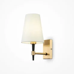 Wandleuchten|Schlafzimmer Lampen*Maytoni Wandleuchte Stoff Metall E14 H: 28 cm in Messing Weiß