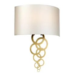 Wandleuchten|Flurlampen*Elstead Wandleuchte Stoff Metall in Creme Messing Modern