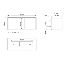 Sollux Wandleuchte Up Down B:26cm 2xG9 Schwarz Metall< Wandleuchten|Flurlampen