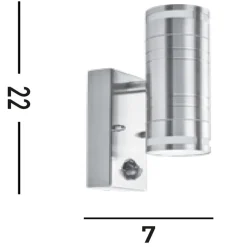 Searchlight Wandleuchte Up Down IP44 Außen Bewegungsmelder Stahl< Metall Lampen|Fassadenstrahler