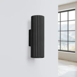 Sollux Wandleuchte Up Down klein H: 20 cm Schwarz 2x GU10 Aluminium< Flurlampen|Wohnzimmerlampen