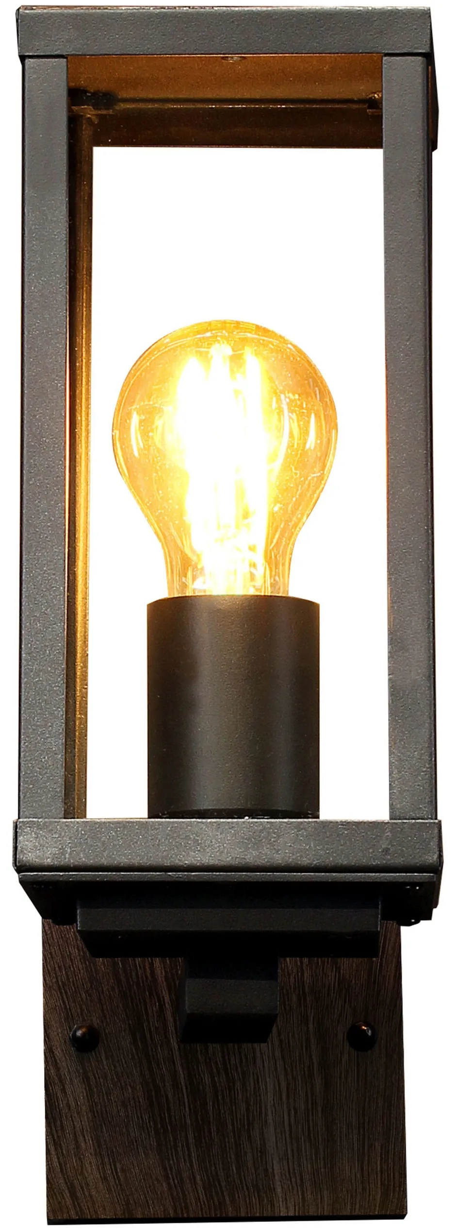 Metall Lampen|Vintage Lampen*Eco-Light Wandleuchte Vintage Schwarz Holz H:32 cm IP44 E27