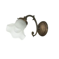 Metall Lampen|Messinglampen*Giovanni Battista Wandleuchte Weiß Glasschirm Vintage Ricciolo