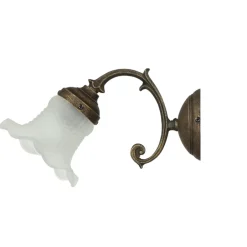 Metall Lampen|Messinglampen*Giovanni Battista Wandleuchte Weiß Glasschirm Vintage Ricciolo