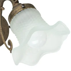 Metall Lampen|Messinglampen*Giovanni Battista Wandleuchte Weiß Glasschirm Vintage Ricciolo