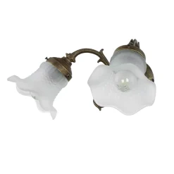 Wandleuchten|Küchenlampen*Giovanni Battista Wandleuchte Weiß Glasschirm Echt-Messing Ricciolo