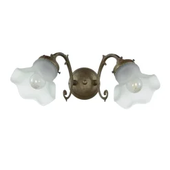 Wandleuchten|Küchenlampen*Giovanni Battista Wandleuchte Weiß Glasschirm Echt-Messing Ricciolo