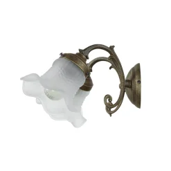 Wandleuchten|Küchenlampen*Giovanni Battista Wandleuchte Weiß Glasschirm Echt-Messing Ricciolo