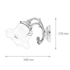 Wandleuchten|Küchenlampen*Giovanni Battista Wandleuchte Weiß Glasschirm Echt-Messing Ricciolo