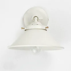 Giovanni Battista Wandleuchte Weiß Gold Shabby Chic aus Messing< Wohnzimmerlampen|Metall Lampen