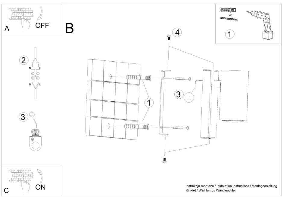 Wandleuchten|Flurlampen*Sollux Wandleuchte Weiß Metall Downlight Modern innen GU10