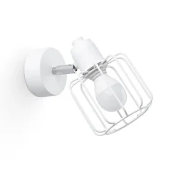 Sollux Wandleuchte Weiß Metall Draht Käfig Retro schwenkbar< Spots|Wandleuchten